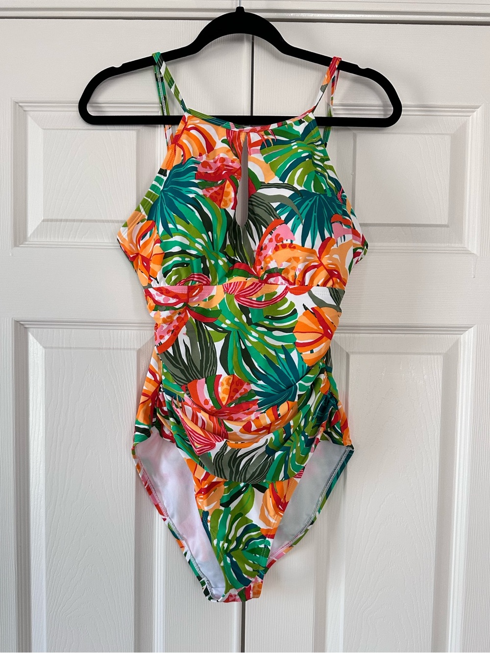 Ellen Tracy Tropical Leaf One-Piece Swimsuit - Multicolor Size 14